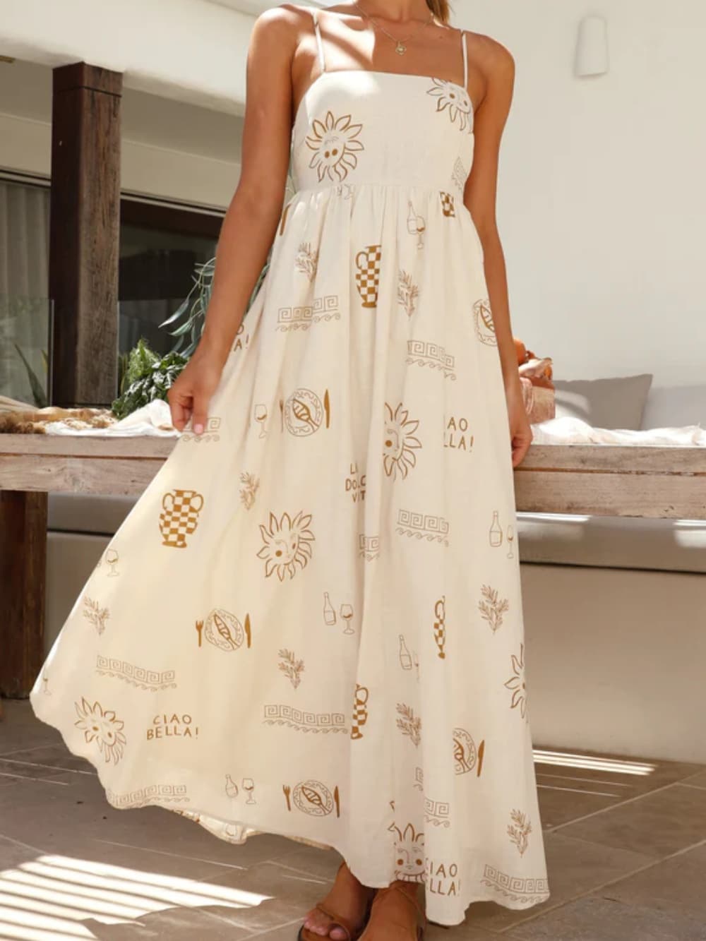 Kvinnors Maxi Sundress | Öppen Rygg