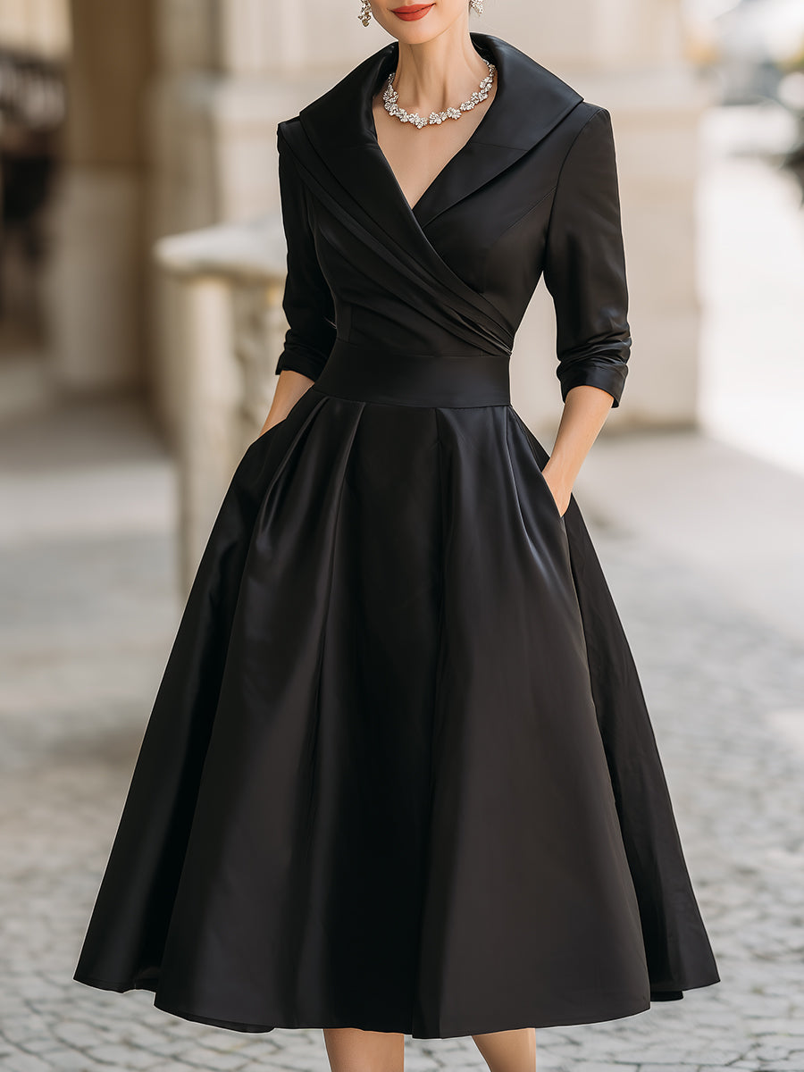 Kvinnors Cocktail Midi Klänning | A-Linje