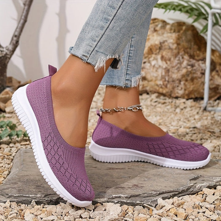 Slip-On Skor för Kvinnor | Stickad Överdel Stängd Tå