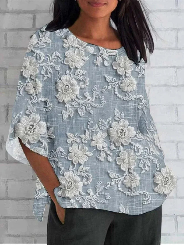 Kvinnors Blus | Vintage Blommig Broderi