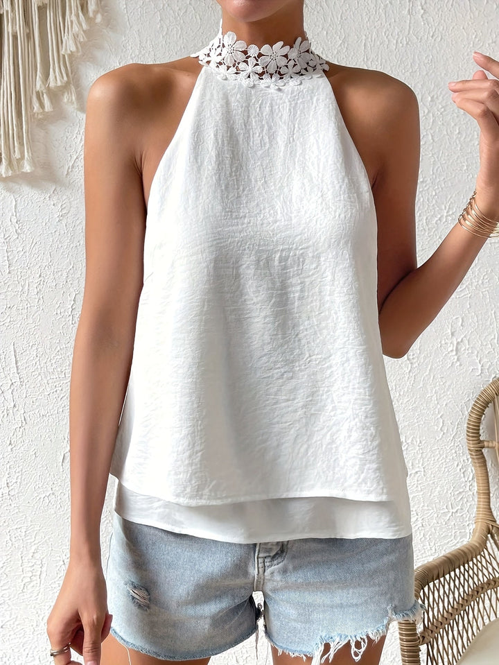 Kvinnors Ute Top | Halterneck Blommig