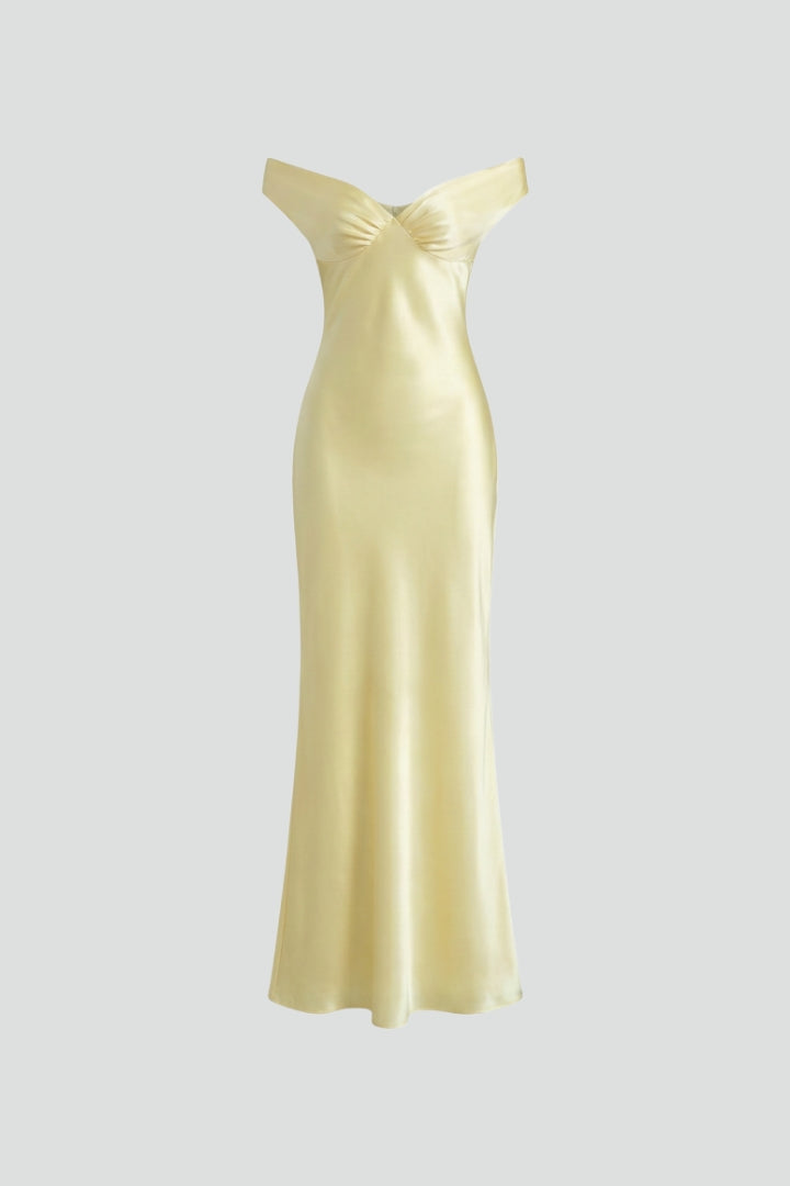 Kvinnors Cocktail Maxi Klänning | Off-Shoulder Rynkad