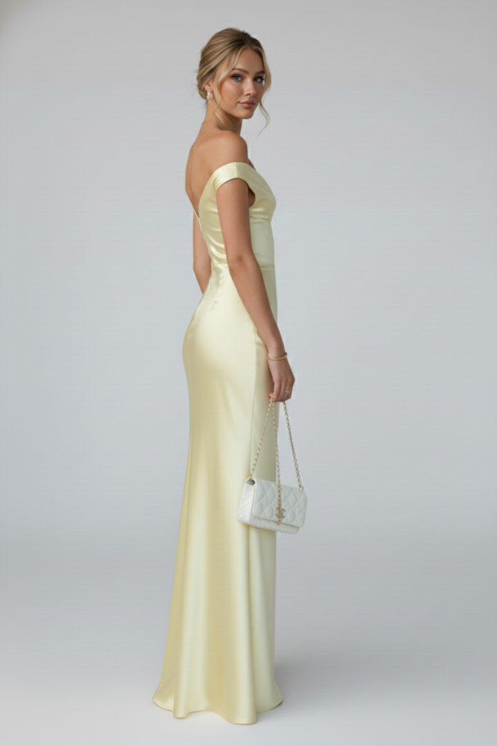 Kvinnors Cocktail Maxi Klänning | Off-Shoulder Rynkad
