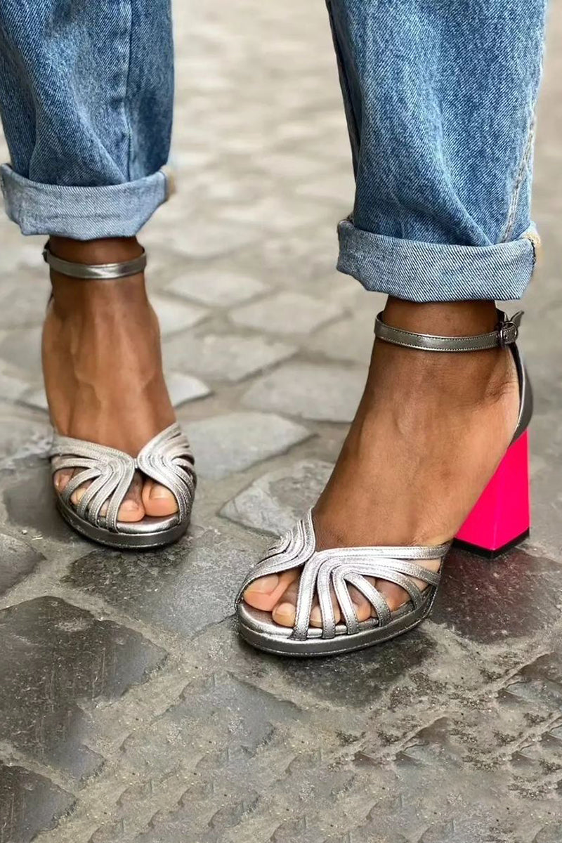 Sandaler för kvinnor | Blockklack med ankelrem