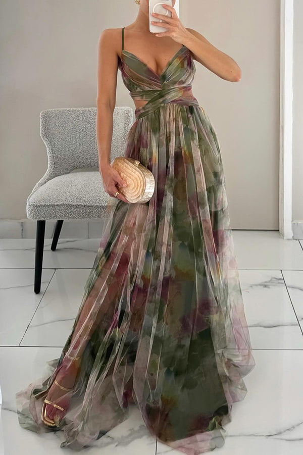 Kvinnors Klänning | V-ringad Fitted Bodice Maxi