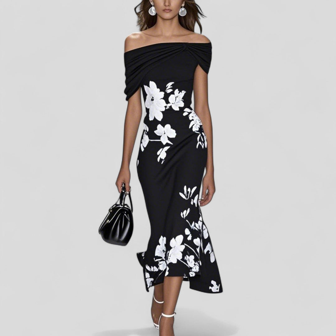 Kvinnors Bröllopsgäst Midi Klänning | Bodycon Blommig