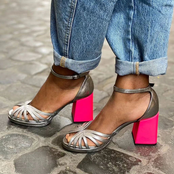 Sandaler för kvinnor | Blockklack med ankelrem