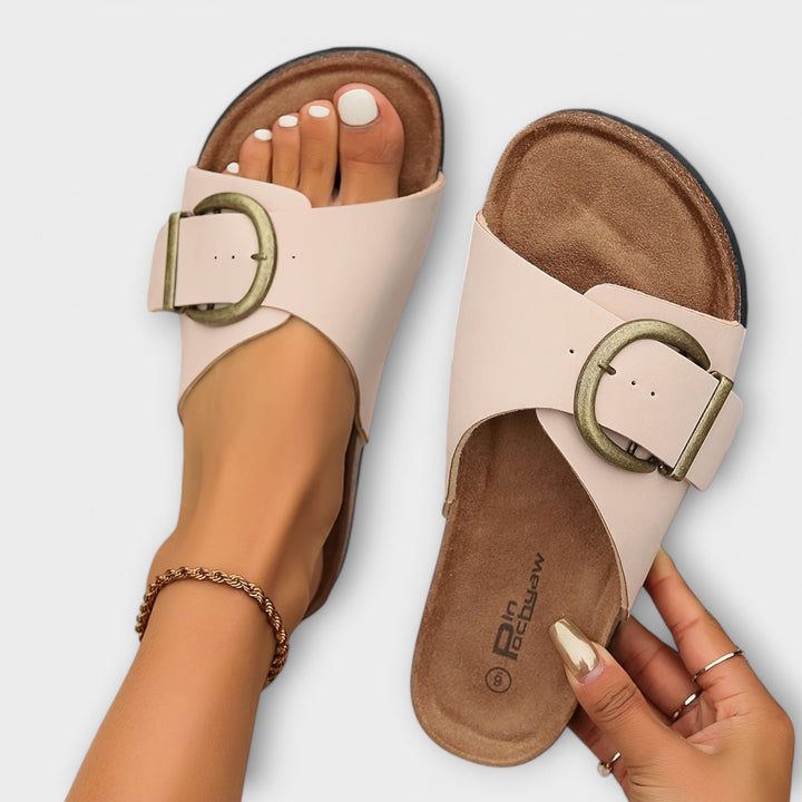 Sandaler för kvinnor | Öppen tå slide med bred enkelrem