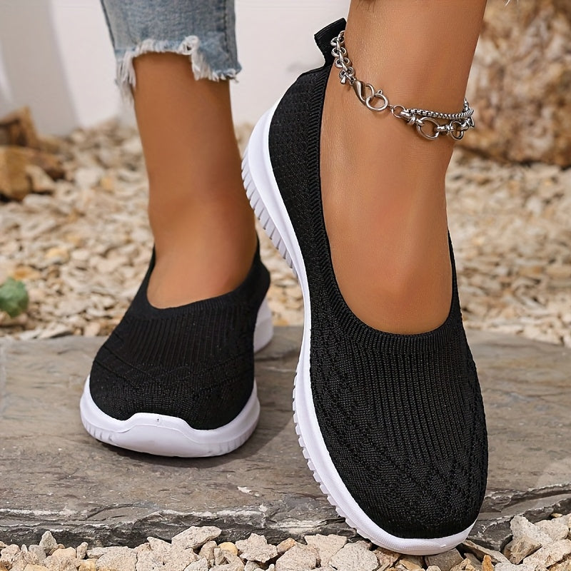 Slip-On Skor för Kvinnor | Stickad Överdel Stängd Tå