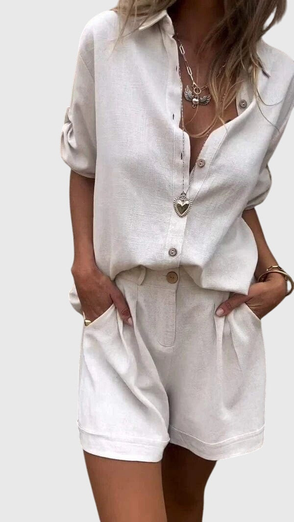 Kvinnors 2-delade Set | Kortärmad Shorts