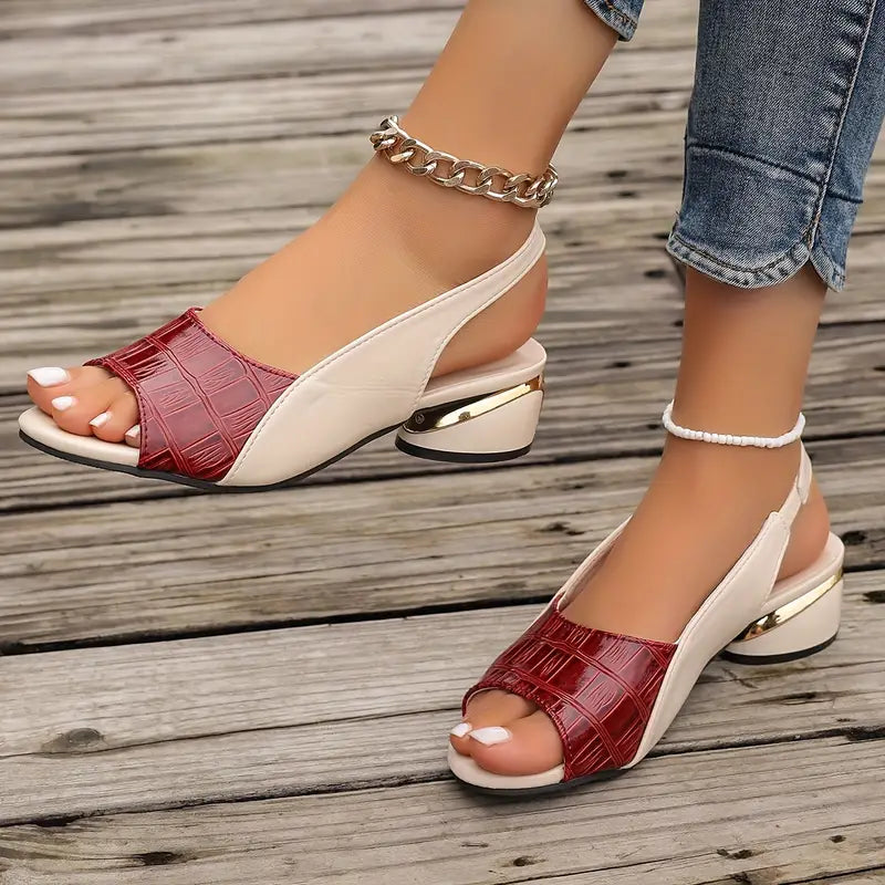 Sandaler för kvinnor | Öppen tå Slingback Blockklack