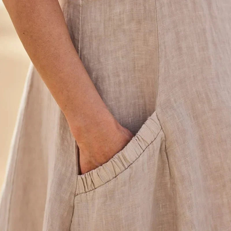 Kvinnors Klänning | Ärmlös Pocket Midi