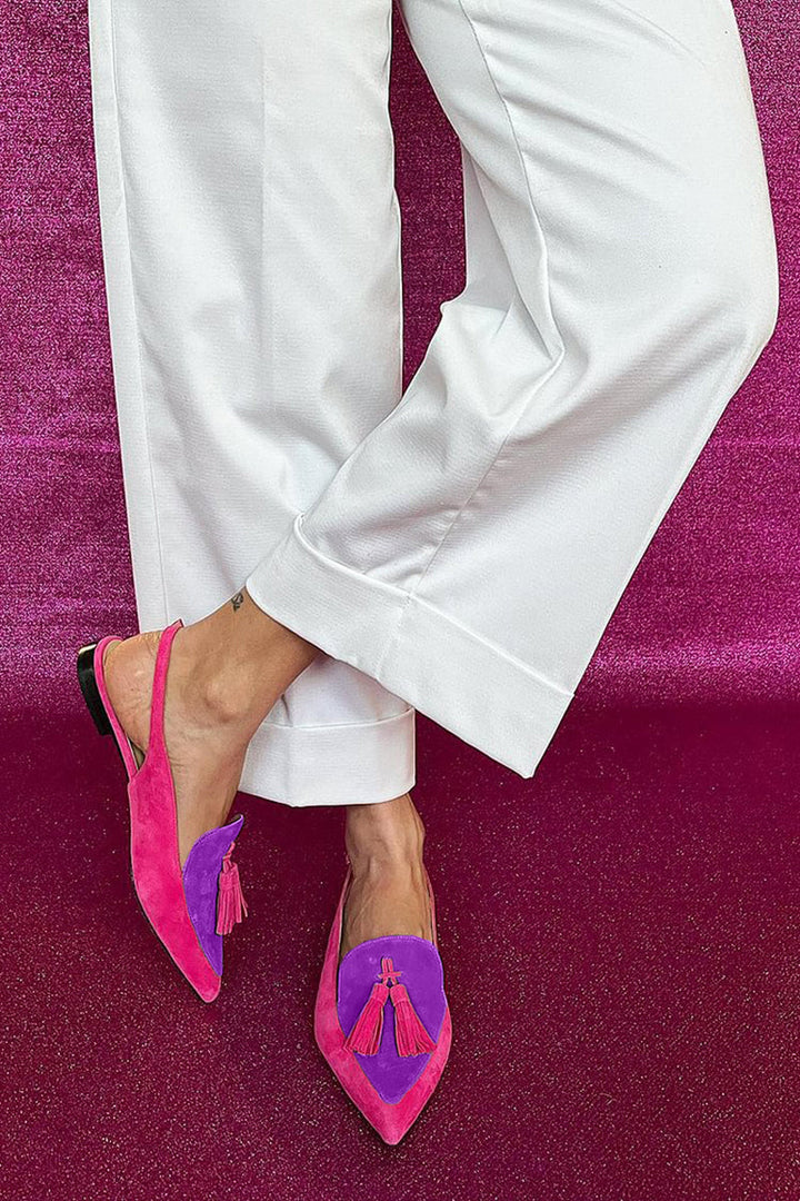 Loafers för kvinnor | Slingback spetsig tå med tofs