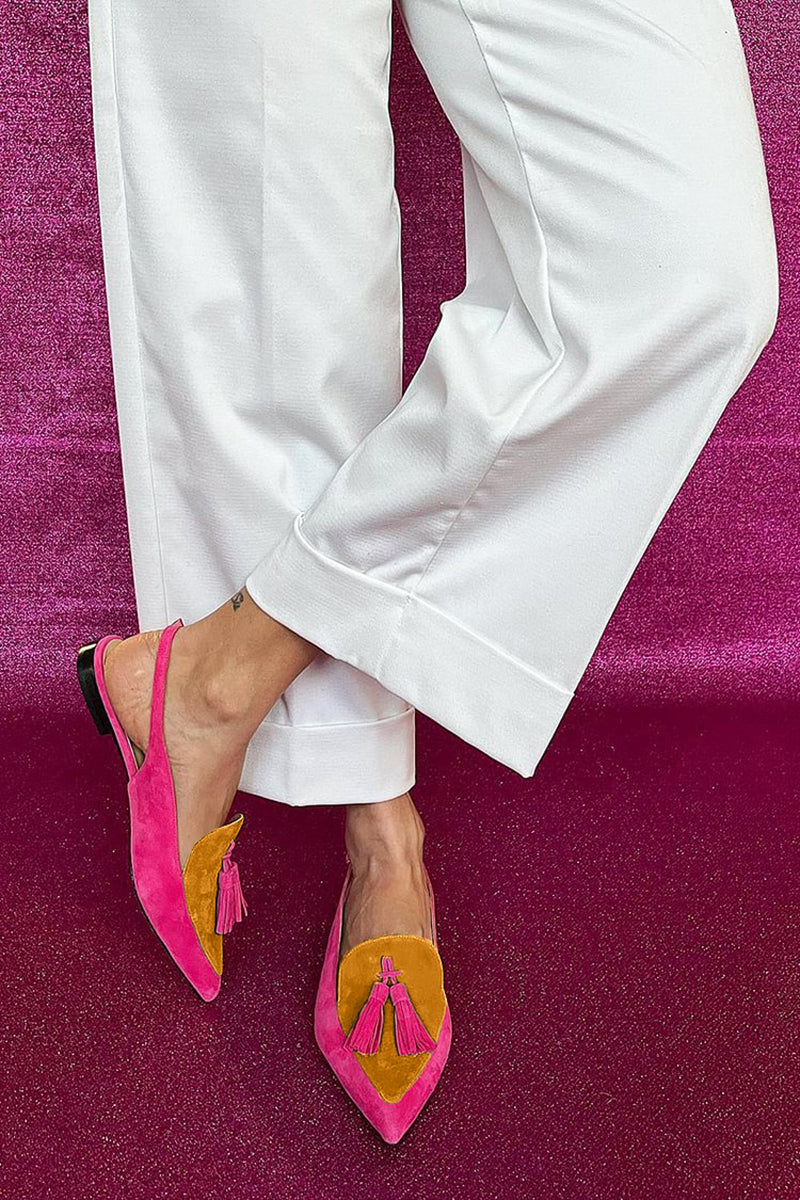 Loafers för kvinnor | Slingback spetsig tå med tofs