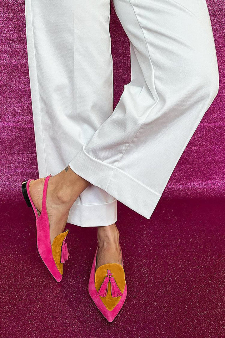 Loafers för kvinnor | Slingback spetsig tå med tofs