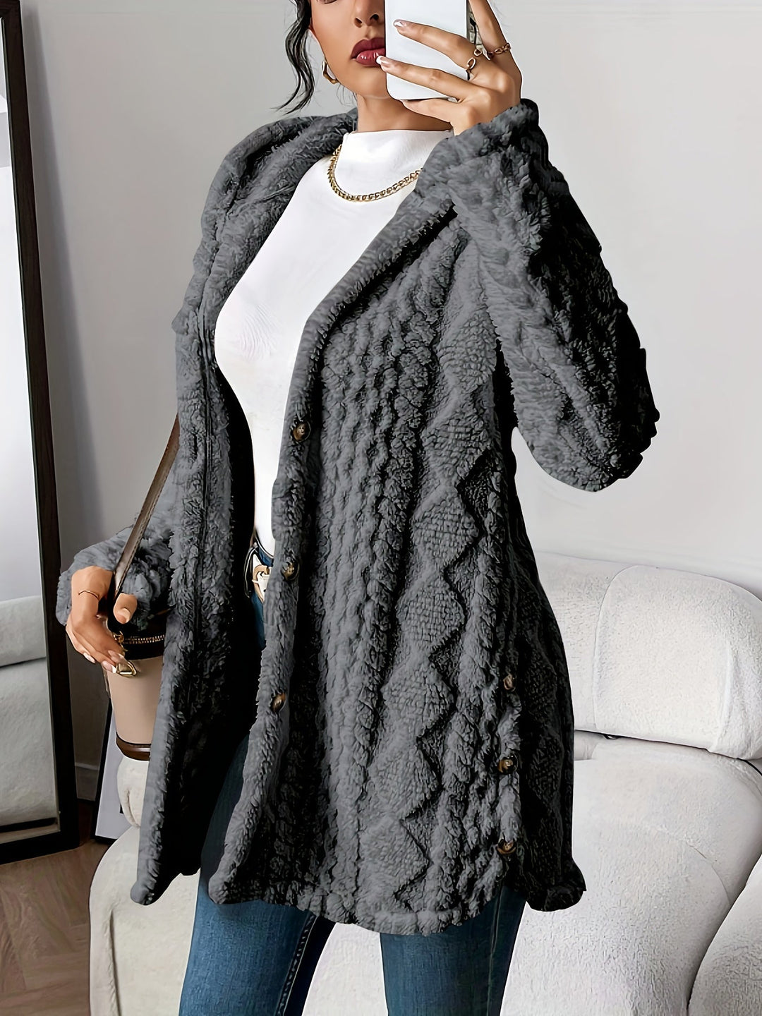 Kvinnors Kofta | Huva Casual Stil