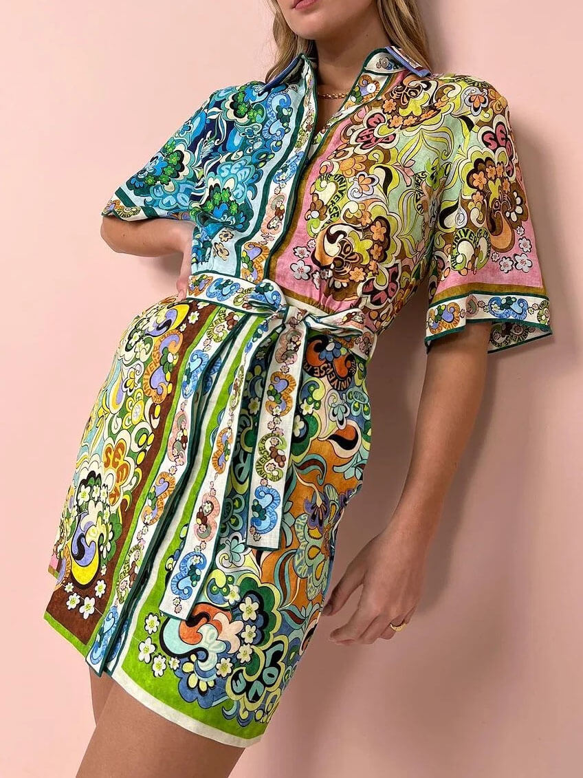 Kvinnors Boho Mini Klänning | Lager på lager