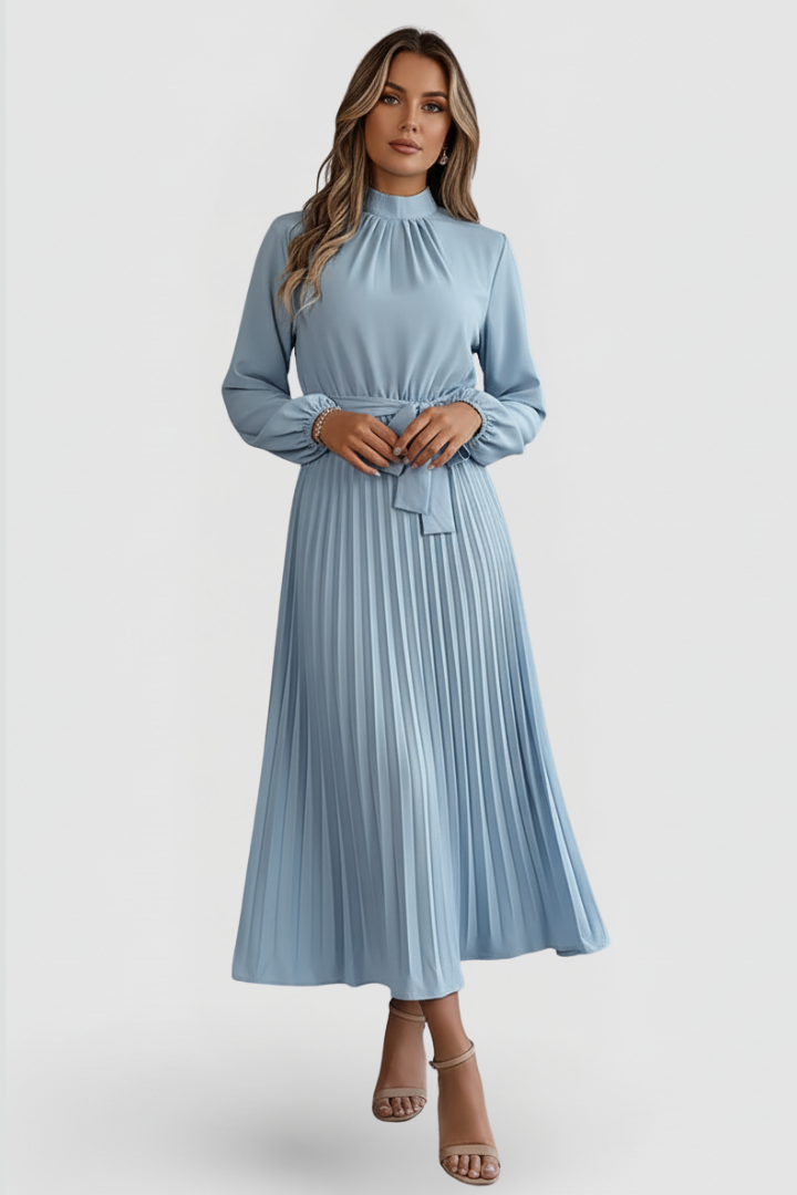 Kvinnors Bröllopsgäst Midi Klänning | Plisserad Mock Neck