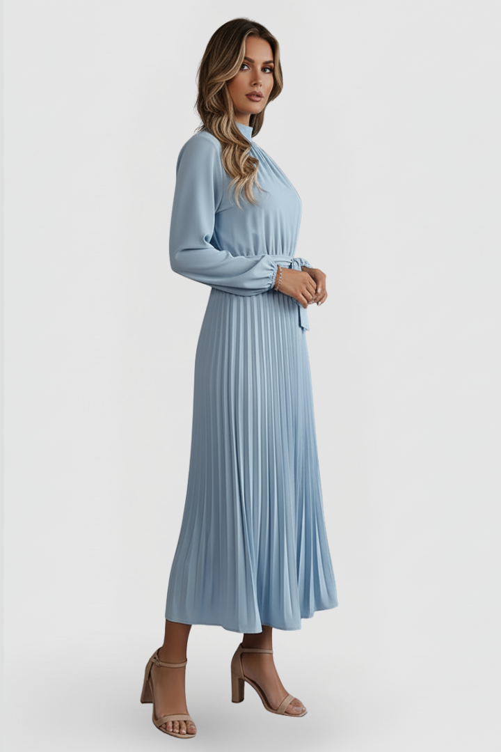 Kvinnors Bröllopsgäst Midi Klänning | Plisserad Mock Neck
