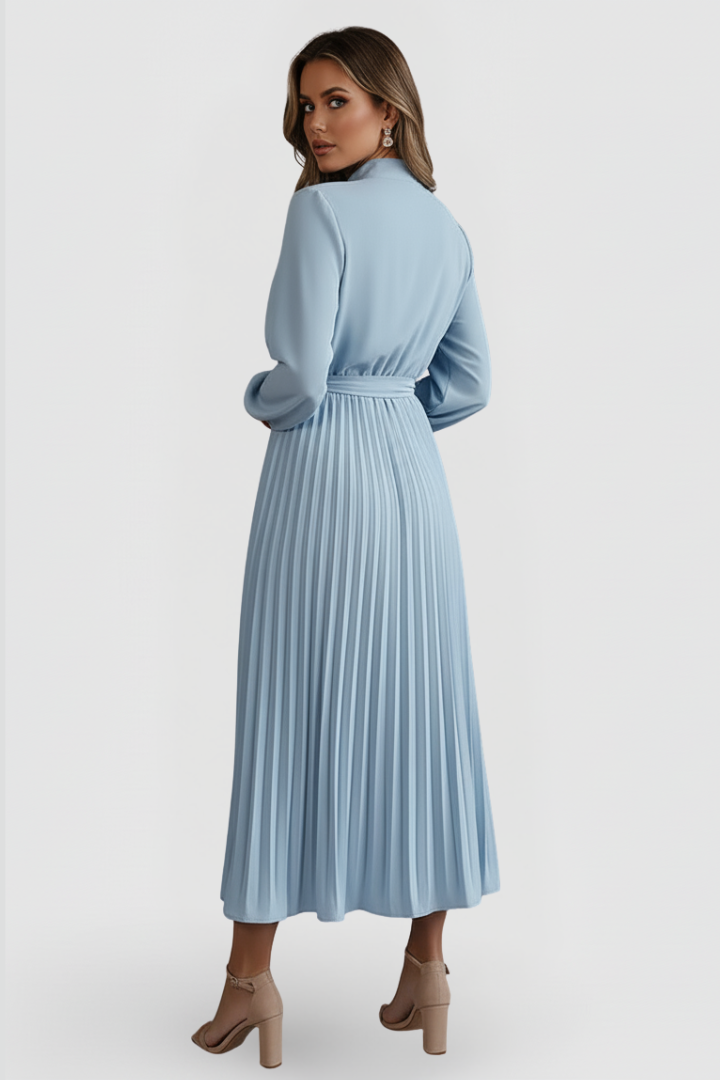 Kvinnors Bröllopsgäst Midi Klänning | Plisserad Mock Neck