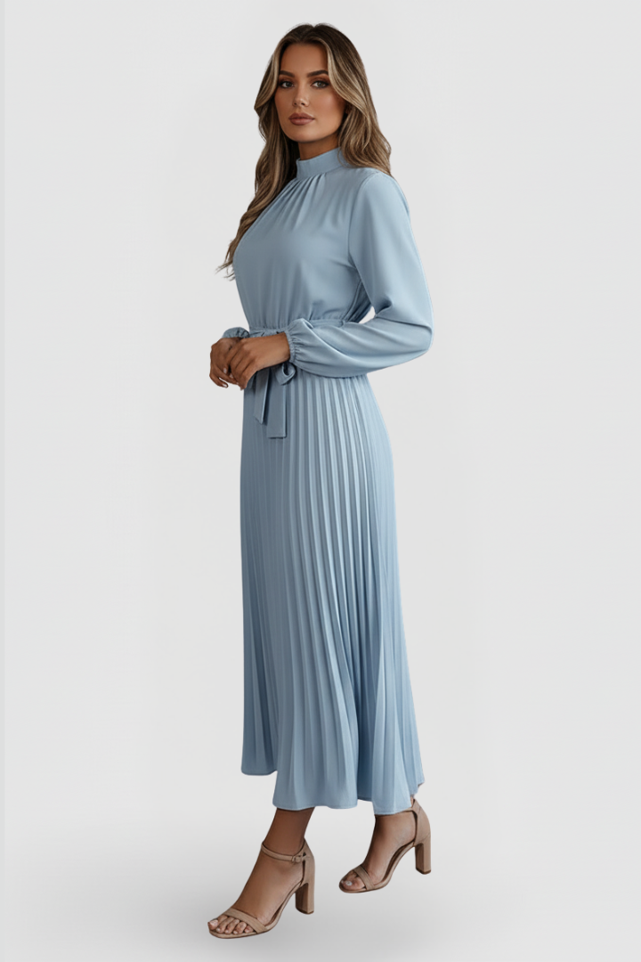 Kvinnors Bröllopsgäst Midi Klänning | Plisserad Mock Neck