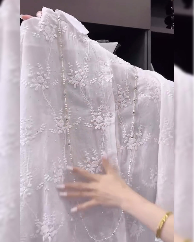 Kvinnors Blus | Blommig Broderad
