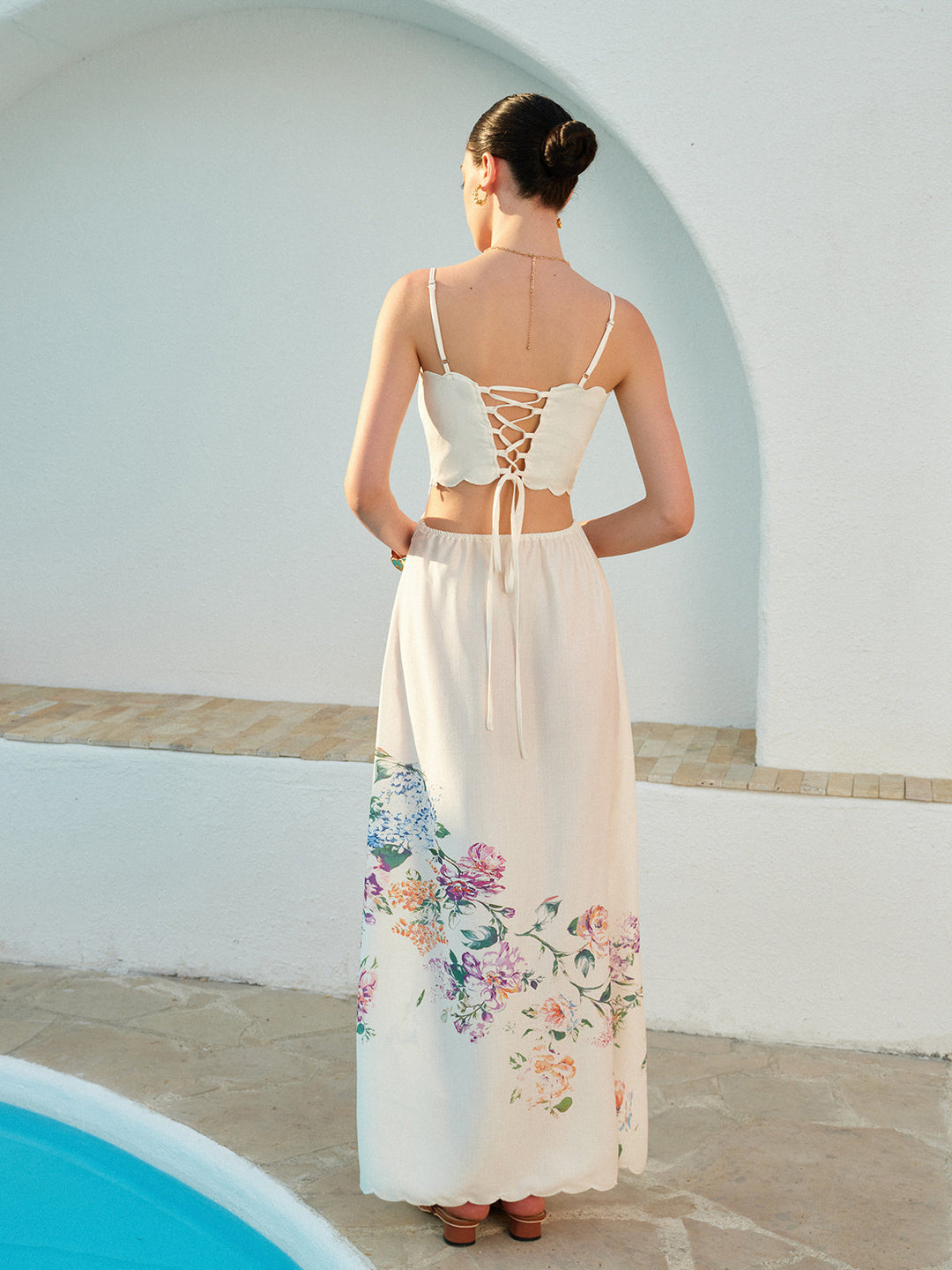 Kvinnors Maxi Sommardress | Boho Aprikos