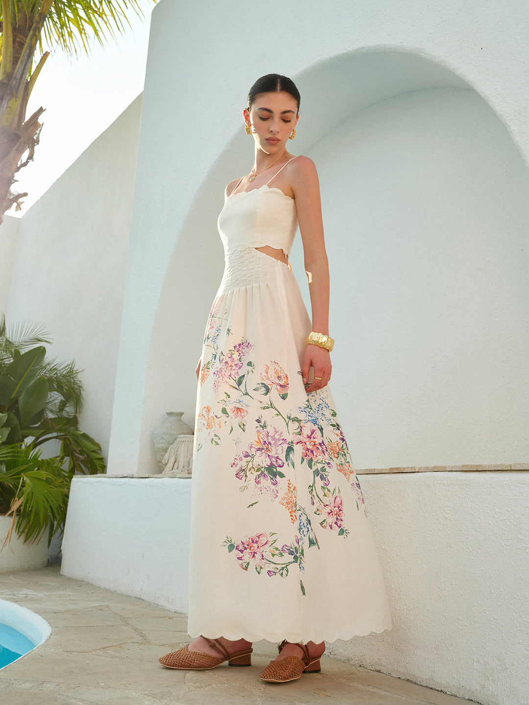 Kvinnors Maxi Sommardress | Boho Aprikos