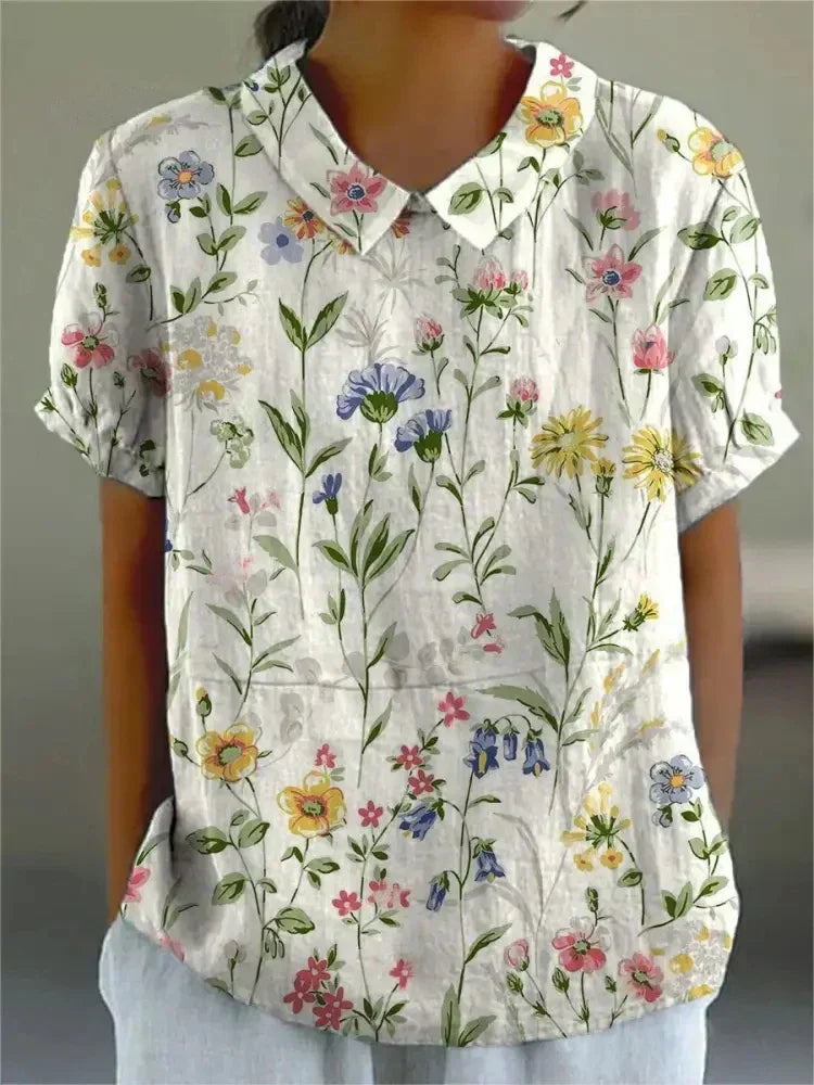 Kvinnors Blus | Blommig Tryck Krage