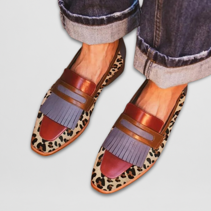 Loafers för kvinnor | Mönstrad fransdetalj