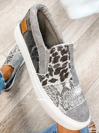 Loafers För Kvinnor | Slip-On Mönstrad Överdel