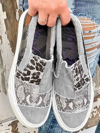 Loafers För Kvinnor | Slip-On Mönstrad Överdel