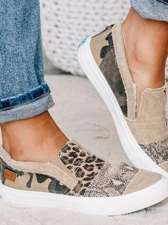 Loafers För Kvinnor | Slip-On Mönstrad Överdel