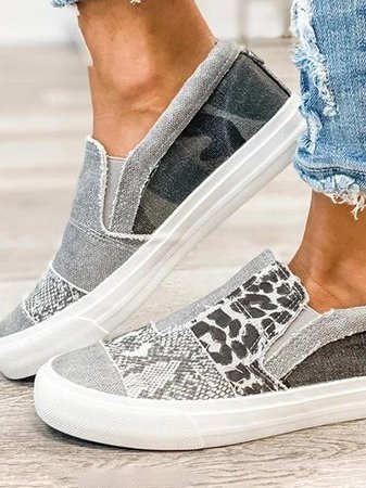 Loafers För Kvinnor | Slip-On Mönstrad Överdel