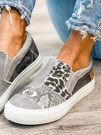 Loafers För Kvinnor | Slip-On Mönstrad Överdel