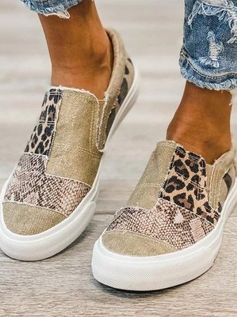 Loafers För Kvinnor | Slip-On Mönstrad Överdel