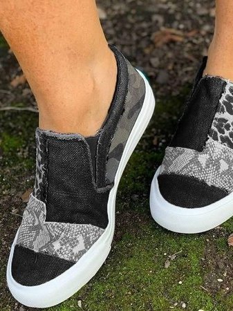 Loafers För Kvinnor | Slip-On Mönstrad Överdel