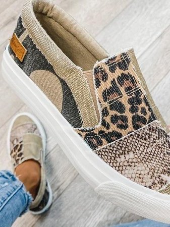 Loafers För Kvinnor | Slip-On Mönstrad Överdel