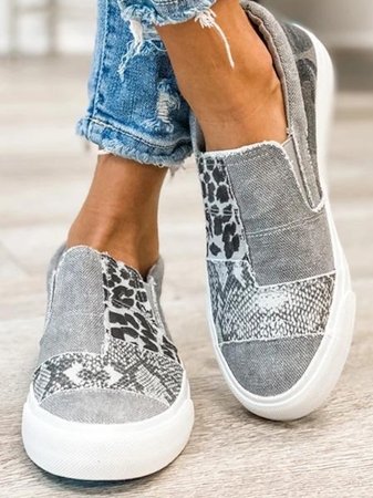 Loafers För Kvinnor | Slip-On Mönstrad Överdel