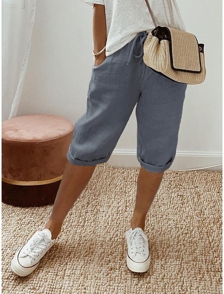 Kvinnors Shorts | Pull-On Rakt Ben Cropped