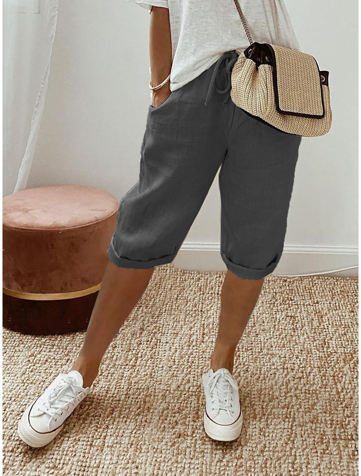 Kvinnors Shorts | Pull-On Rakt Ben Cropped