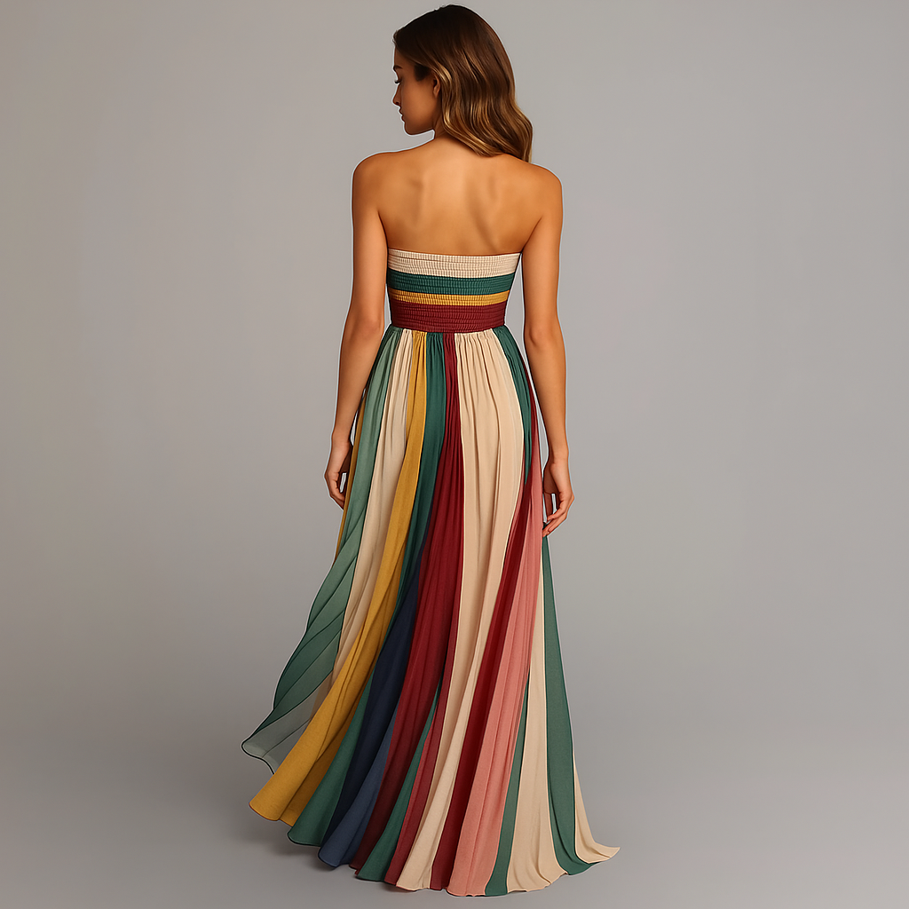 Kvinnors Klänning | Plisserad Maxi Strapless Design