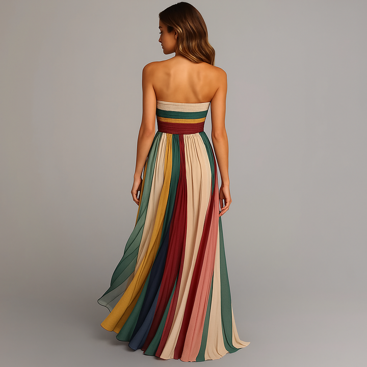 Kvinnors Klänning | Plisserad Maxi Strapless Design
