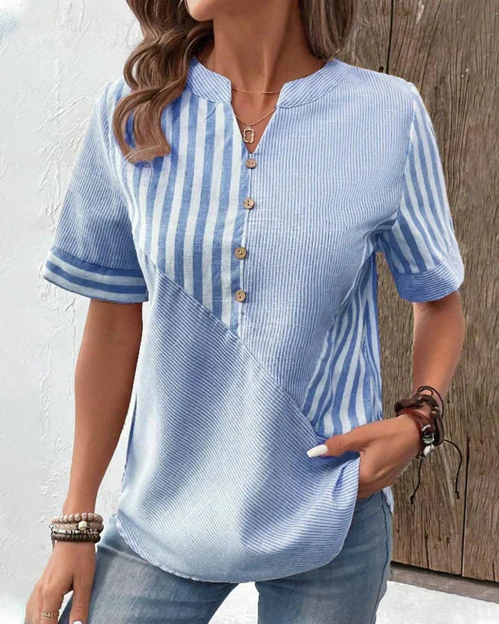 Kvinnors Blus | Randig Patchworkdesign