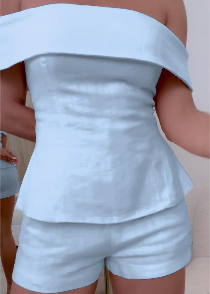 Kvinnors Tvådelade Set | Off-Shoulder Stil Top Korta Byxor
