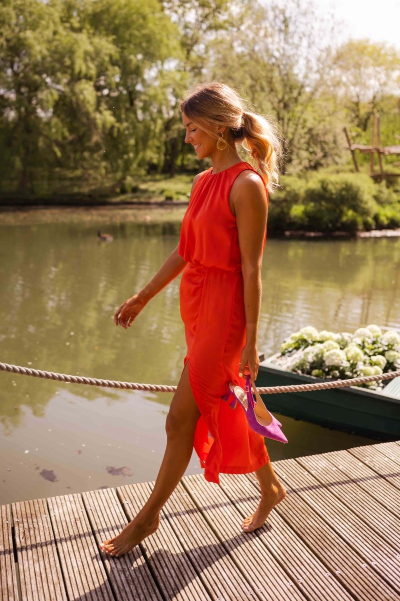 Kvinnors Sommardress | Ärmlös Split Midi