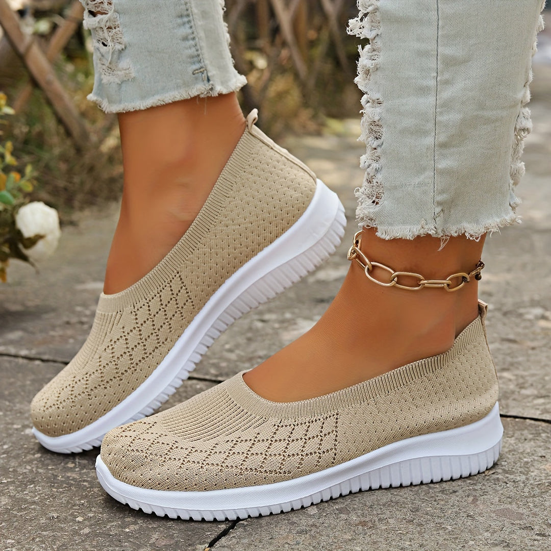 Slip-On Skor för Kvinnor | Stickad Överdel Stängd Tå