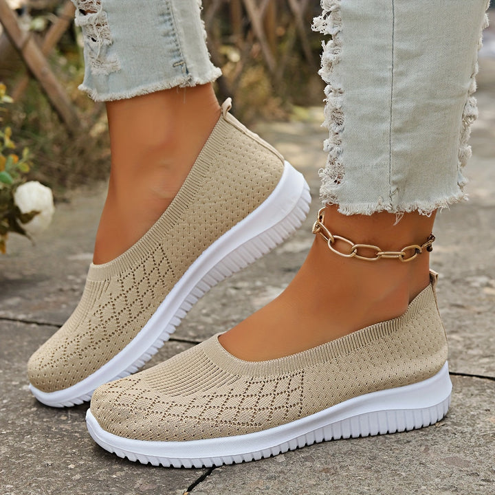 Slip-On Skor för Kvinnor | Stickad Överdel Stängd Tå