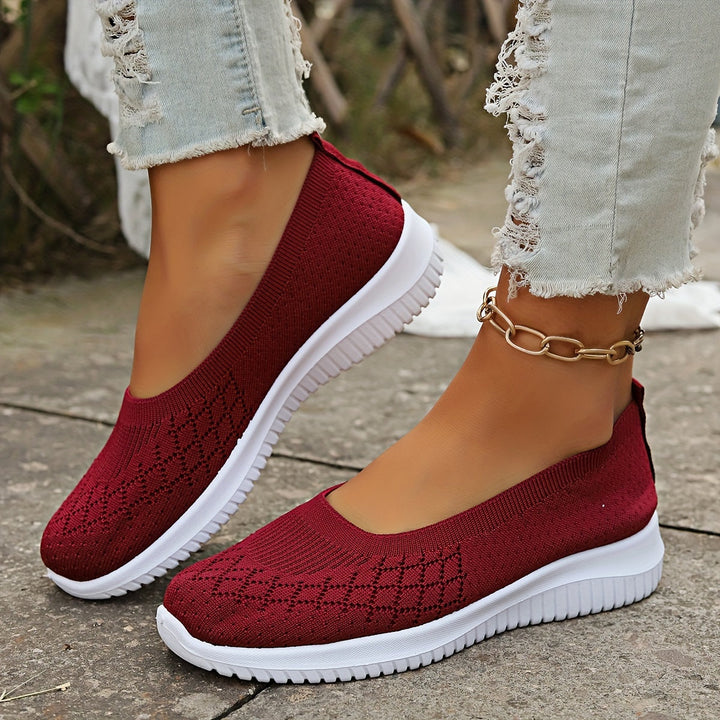 Slip-On Skor för Kvinnor | Stickad Överdel Stängd Tå