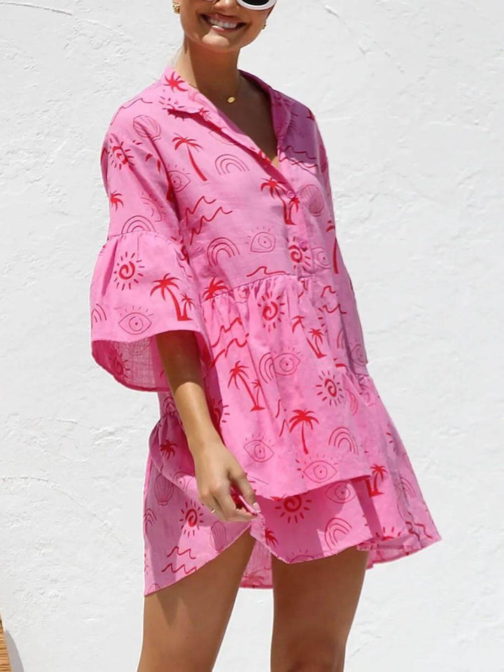Kvinnors Mini Sundress | Botanisk Tryck
